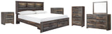 Drystan Bookcase Bed with 2 Storage Drawers with Mirrored Dresser, Chest and 2 Nightstands