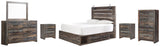Drystan Panel Bed with 4 Storage Drawers with Mirrored Dresser, Chest and 2 Nightstands