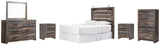 Drystan Panel Headboard with Mirrored Dresser, Chest and 2 Nightstands