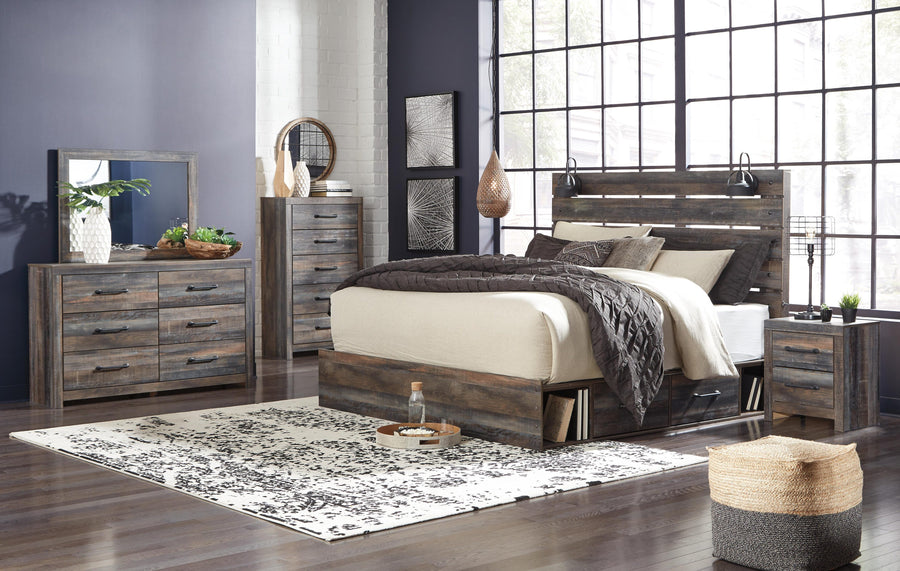 Drystan Panel Bed with Storage, Dresser, Mirror, Chest and 2 Nightstands