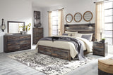 Drystan Panel Bed with Storage with Mirrored Dresser and Chest