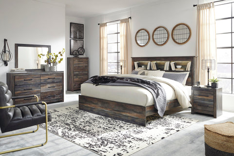 Drystan Bookcase Bed, Dresser, Mirror, Chest and 2 Nightstands