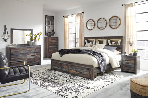 Drystan Bookcase Bed with 2 Storage Drawers with Mirrored Dresser and Chest