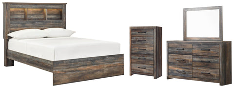 Drystan Bookcase Bed, Dresser, Mirror and Chest