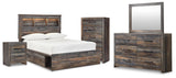 Drystan Bookcase Bed, Dresser, Mirror, Chest and Nightstand