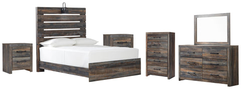 Drystan Panel Bed, Dresser, Mirror, Chest and 2 Nightstands