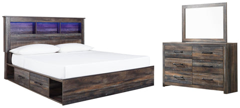 Drystan Bookcase Bed with 2 Storage Drawers with Mirrored Dresser