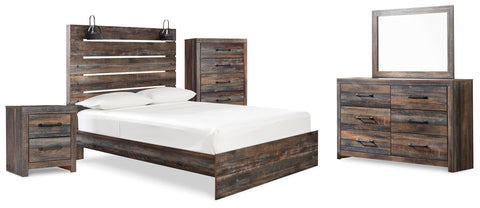 Drystan Panel Bed with Mirrored Dresser, Chest and Nightstand