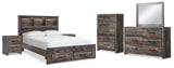 Drystan Bookcase Storage Bed, Dresser, Mirror, Chest and 2 Nightstands