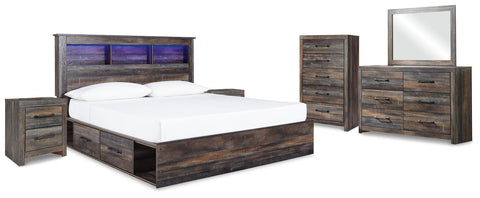 Drystan Bookcase Storage Bed, Dresser, Mirror, Chest and 2 Nightstands