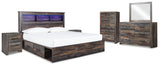 Drystan Bookcase Storage Bed, Dresser, Mirror, Chest and 2 Nightstands