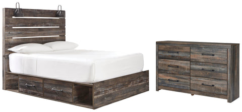 Drystan Panel Bed with 2 Storage Drawers with Dresser