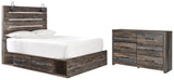 Drystan Panel Bed with 2 Storage Drawers with Dresser