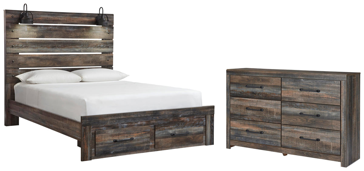 Drystan Panel Bed with 2 Storage Drawers with Dresser