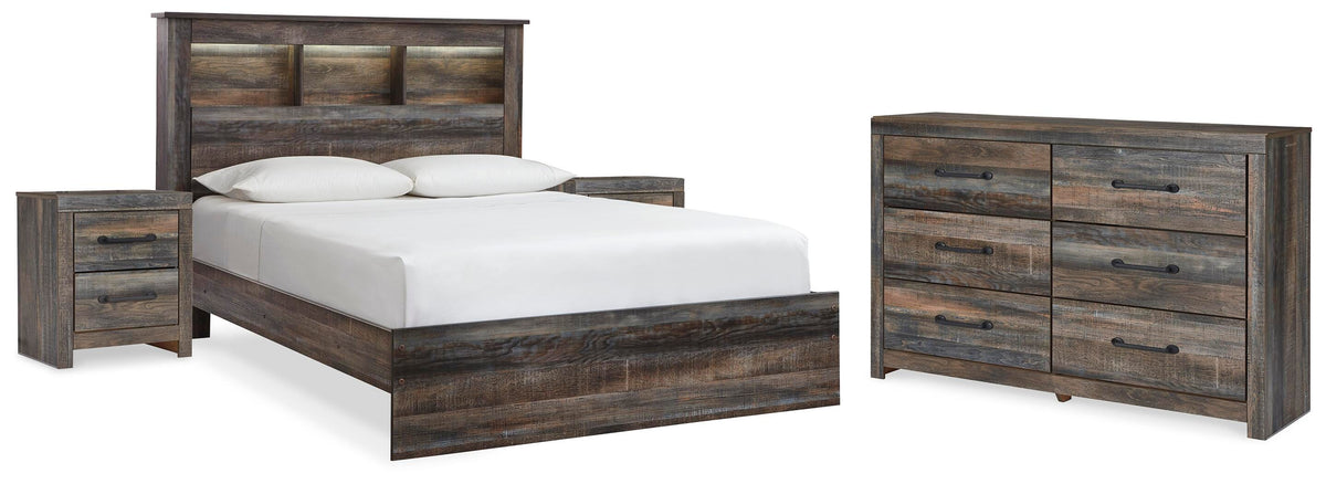 Drystan Bookcase Bed, Dresser and 2 Nightstands
