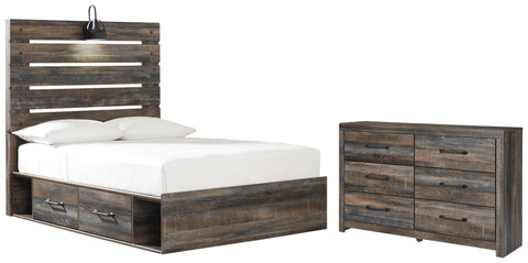 Drystan Panel Bed with 2 Storage Drawers with Dresser