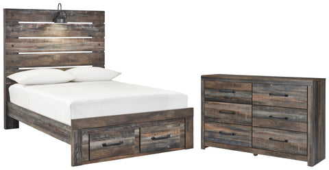 Drystan Panel Bed with 2 Storage Drawers with Dresser