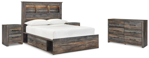 Drystan Bookcase Bed with Storage, Dresser and Nightstand