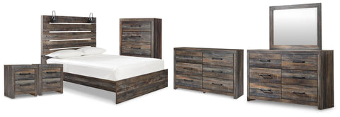 Drystan Panel Bed, 2 Dressers, Mirror, Chest and 2 Nightstands