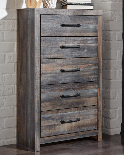 Drystan Panel Bed with Mirrored Dresser and Chest