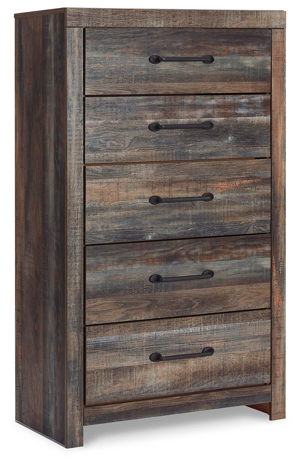 Averly Panel Headboard with Mirrored Dresser and Chest