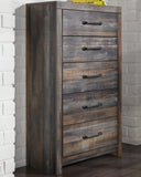 Drystan Panel Headboard with Mirrored Dresser, Chest and 2 Nightstands