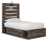 Drystan Panel Bed with Storage, Dresser, Mirror and Chest