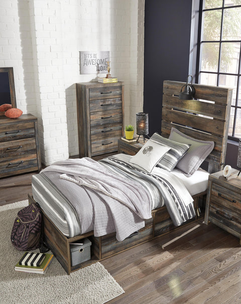 Drystan Panel Bed with 2 Storage Drawers