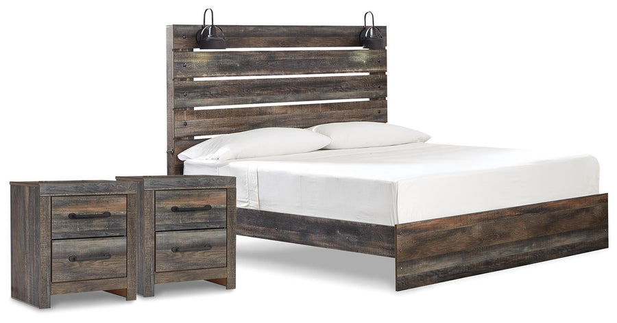 Drystan Panel Bed and 2 Nightstands