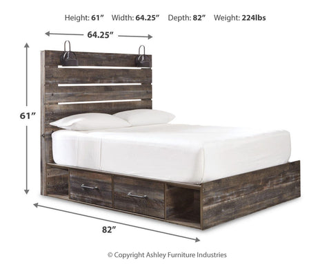 Drystan Panel Bed with 2 Storage Drawers with Dresser