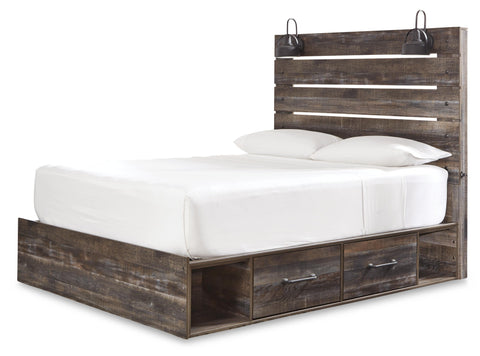 Drystan Panel Bed with 4 Storage Drawers with Mirrored Dresser