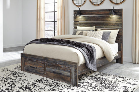 Drystan Panel Storage Bed, Dresser, Mirror, Chest and 2 Nightstands