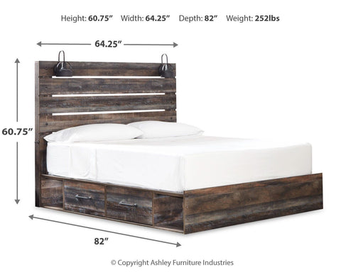 Drystan Panel Bed with 4 Storage Drawers with Dresser