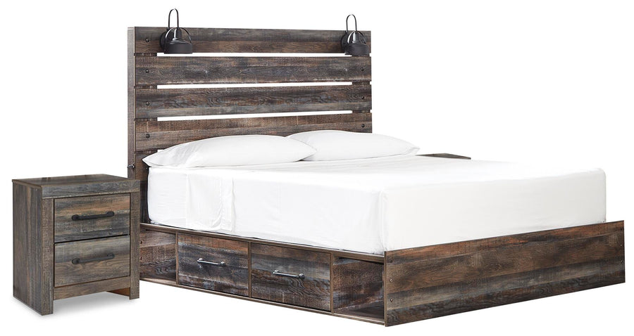 Drystan Panel Storage Bed and 2 Nightstands