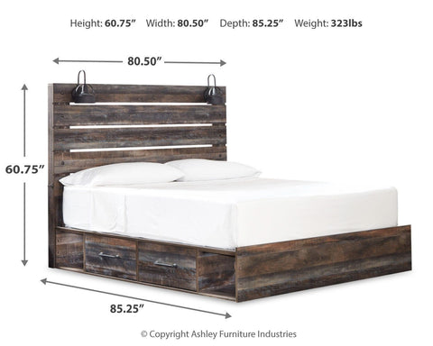 Drystan Panel Storage Bed and 2 Nightstands