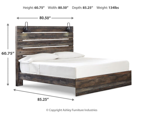 Drystan Panel Bed with Mirrored Dresser and Nightstand