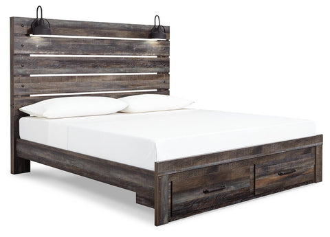 Drystan Panel Bed with Storage with Mirrored Dresser and 2 Nightstands