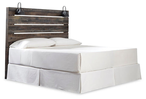 Drystan Panel Headboard with Metal Frame, Dresser, Mirror, and Nightstand