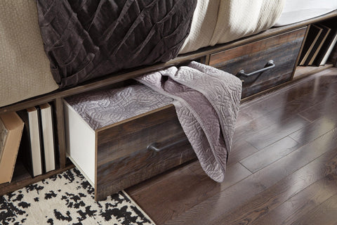 Drystan Panel Bed with 2 Storage Drawers with Mirrored Dresser