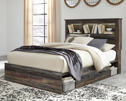 Drystan Bookcase Bed with 4 Storage Drawers, Dresser, Mirror and Chest