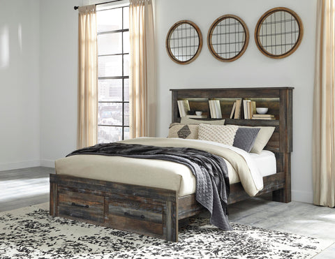 Drystan Panel Bed with 2 Storage Drawers with Mirrored Dresser
