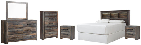 Drystan Bookcase Headboard, Dresser, Mirror, Chest and 2 Nightstands