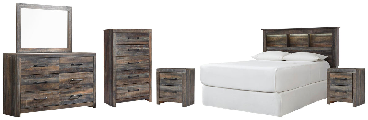 Drystan Bookcase Headboard, Dresser, Mirror, Chest and 2 Nightstands