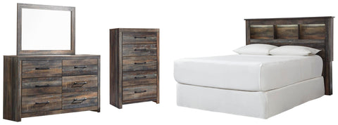 Drystan Bookcase Headboard, Dresser, Mirror and Chest