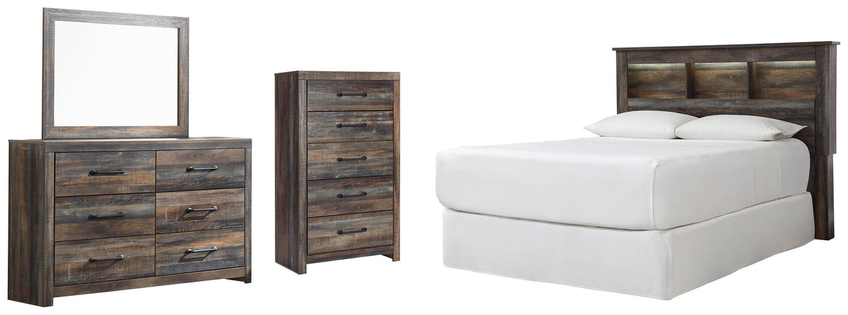 Drystan Bookcase Headboard, Dresser, Mirror and Chest