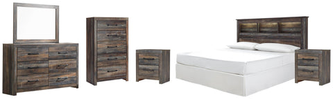 Drystan Bookcase Headboard, Dresser, Mirror, Chest and 2 Nightstands