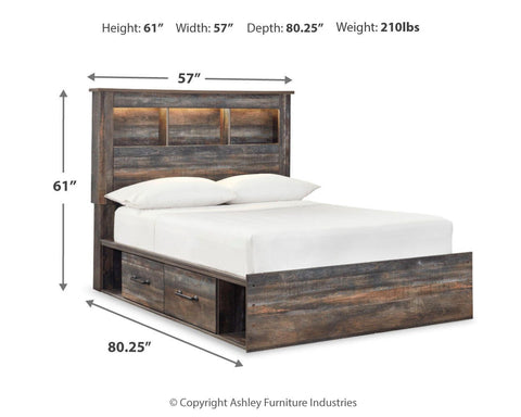Drystan Bookcase Bed with 4 Storage Drawers, Dresser, Mirror, Chest and Nightstand