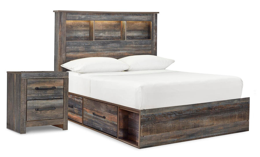 Drystan Bookcase Bed with 2 Sided Storage and Nightstand