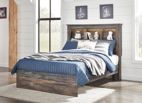 Drystan Bookcase Bed, Dresser, Mirror and 2 Nightstands