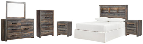 Drystan Bookcase Headboard, Dresser, Mirror, Chest and 2 Nightstands